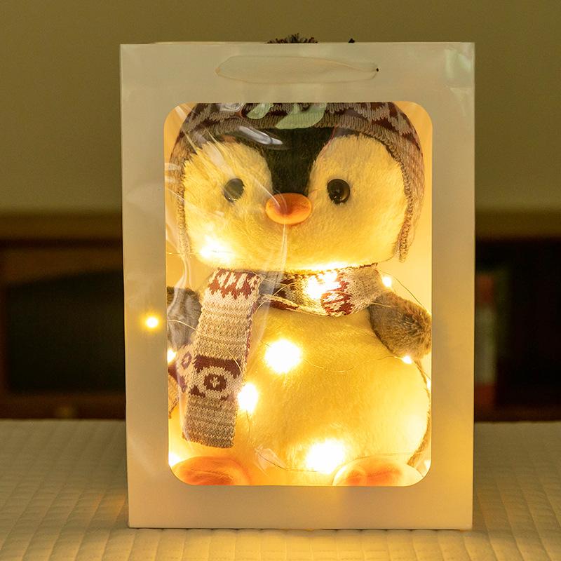 Kreativní nový batoh s panenkou tučňáka, roztomilá kreslená plyšová hračka, uklidňující a léčivý polštář pro děti, figurka tučňáka