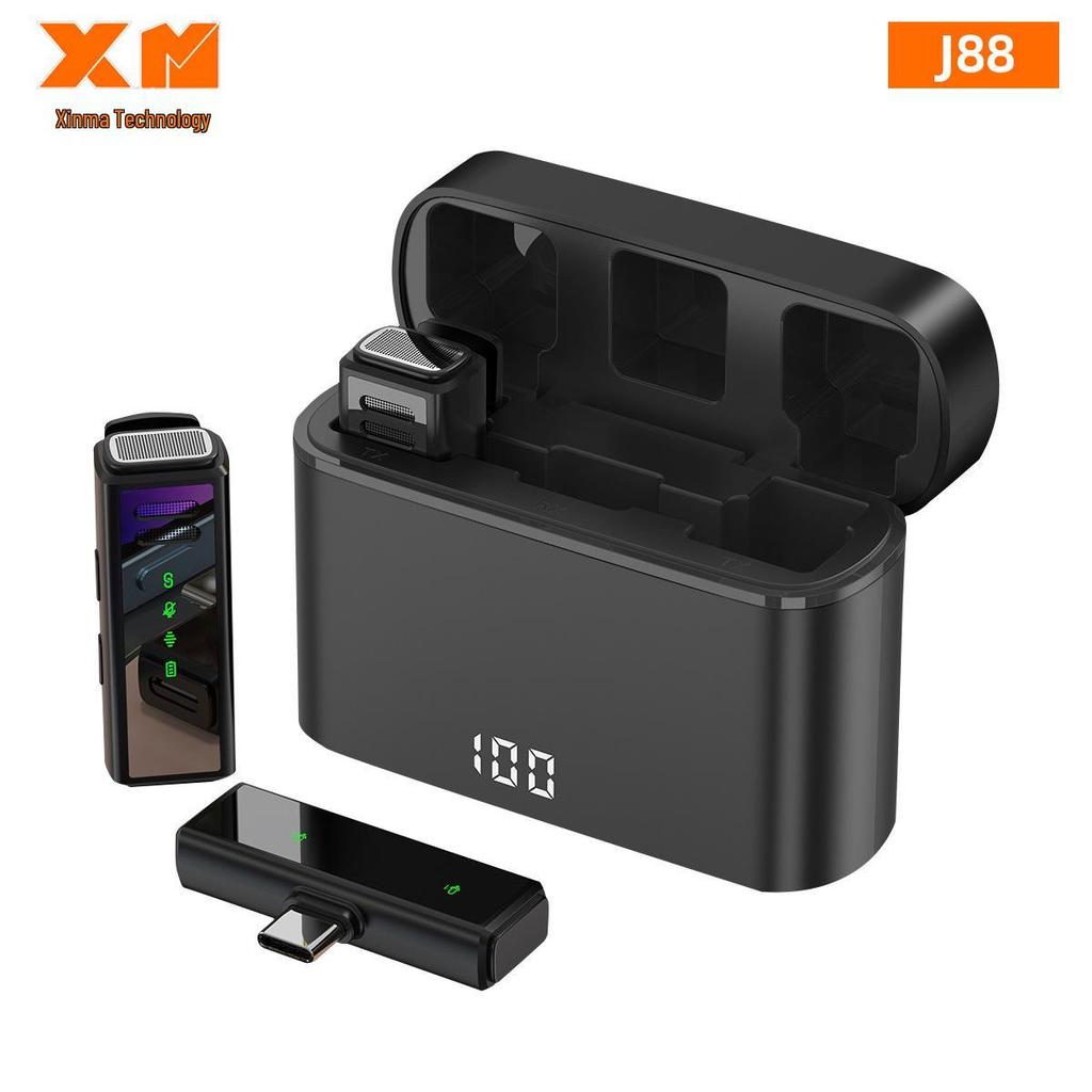 J88 Drahtloses Lavalier-Mikrofon mit Rauschunterdrückung und Ladeetui