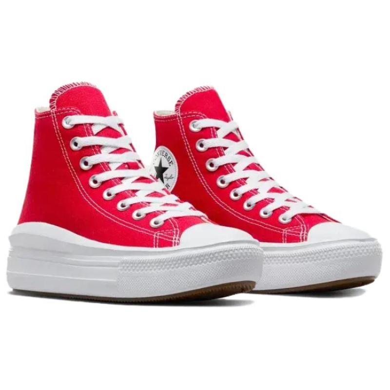 Converse All Star Move shock-absorbing and wear-resistant high-top board shoes women's red and white