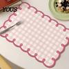 Quick-drying Kitchen Mat Diatomite Plaid Placemat with Wavy Edge, Heat Resistant Non-slip Table Pattern Mat, Absorbent Quick Drying for