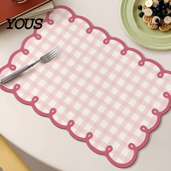 Quick-drying Kitchen Mat Diatomite Plaid Placemat with Wavy Edge, Heat Resistant Non-slip Table Pattern Mat, Absorbent Quick Drying for