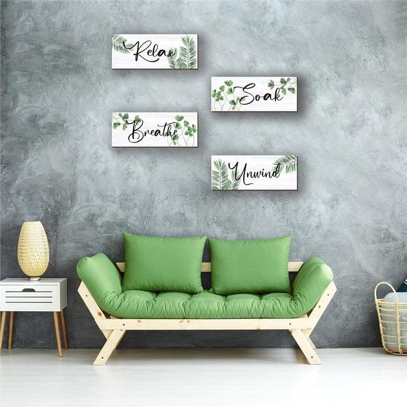 B97A-Home Decorative Arts-Wooden Bathroom Wall Decoration 4Pcs Farmhouse Style