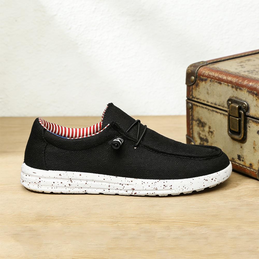 Men's casual canvas shoes, linen breathable lazy shoes, lightweight foot-fitting large-size shoes