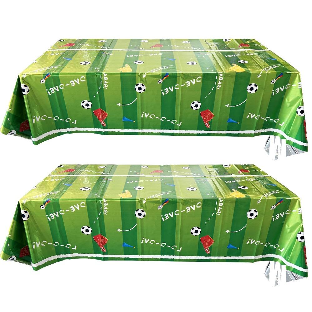 2PCS Stain-resistant Football Theme Disposable Tablecloth Football Sport Table Linen  Game Day