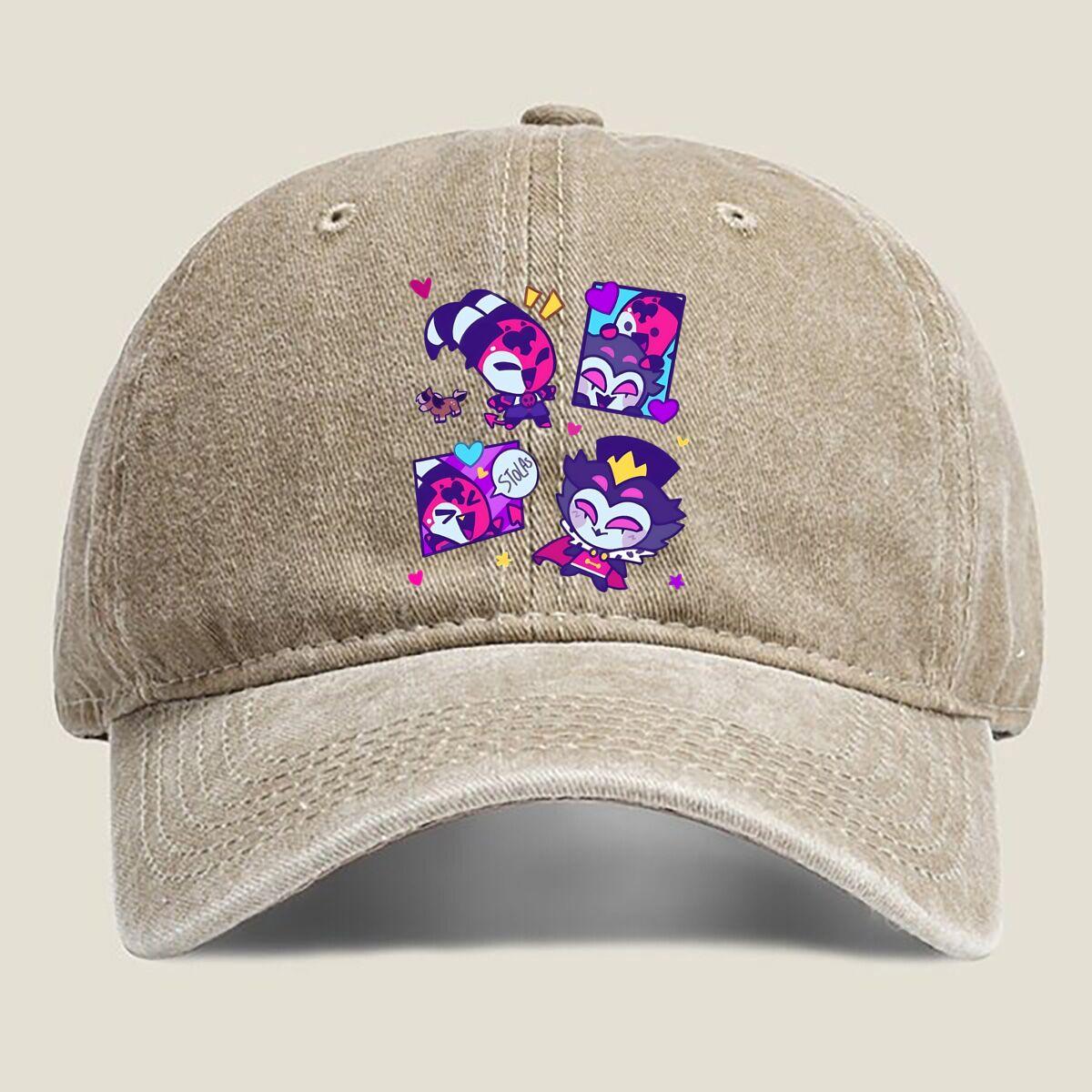 

Cute Cartoon Character Collage Fashion Washed Baseball Cap Outdoor For Womens Unisex Female Beach Dad Hat Hip Hop One Size хаки