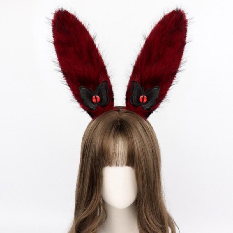 Rabbit Ears Hairhoop Plush Bunnies Ear Hairband Hairhoop Halloween Cosplay Accessories for Women Birthday
