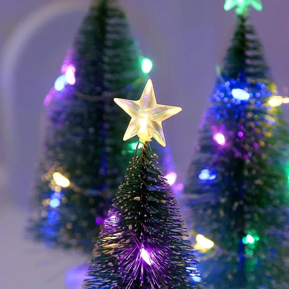 17cm LED Mini Christmas Tree with Multicolor String Lights Small Christmas Tree Green Cedar Ornament Snow Xmas Tree Decorations