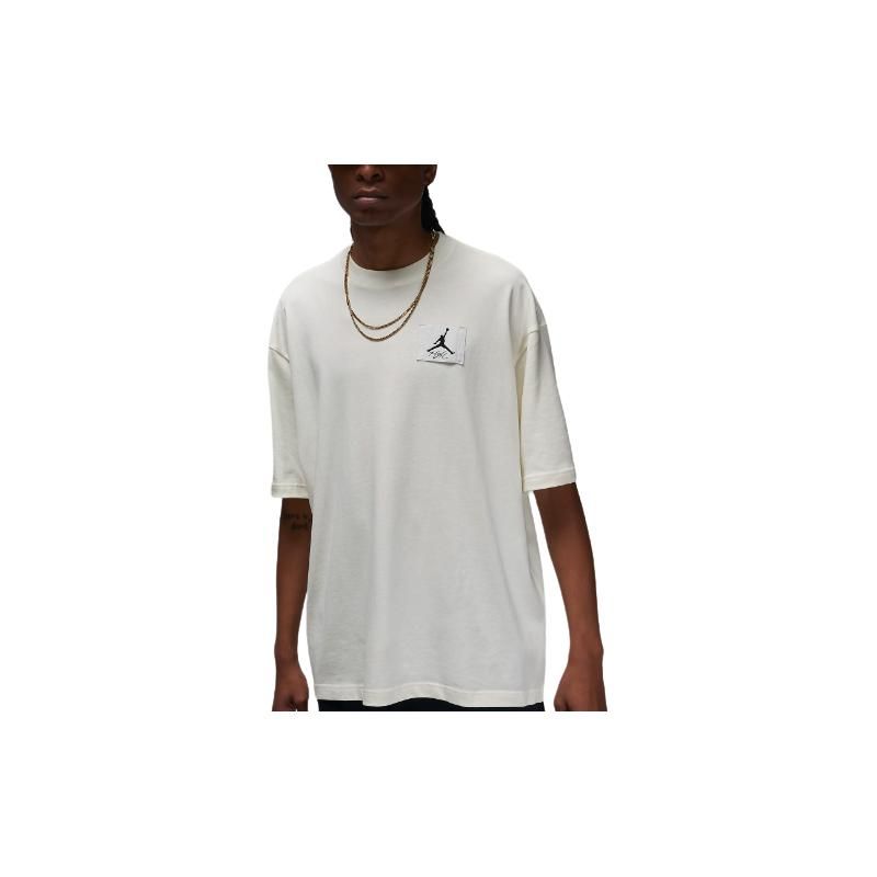 Jordan Oversized T-Shirt Round Neck Logo Drop Shoulder Loose Short Sleeve Men T-Shirts White DZ7314133