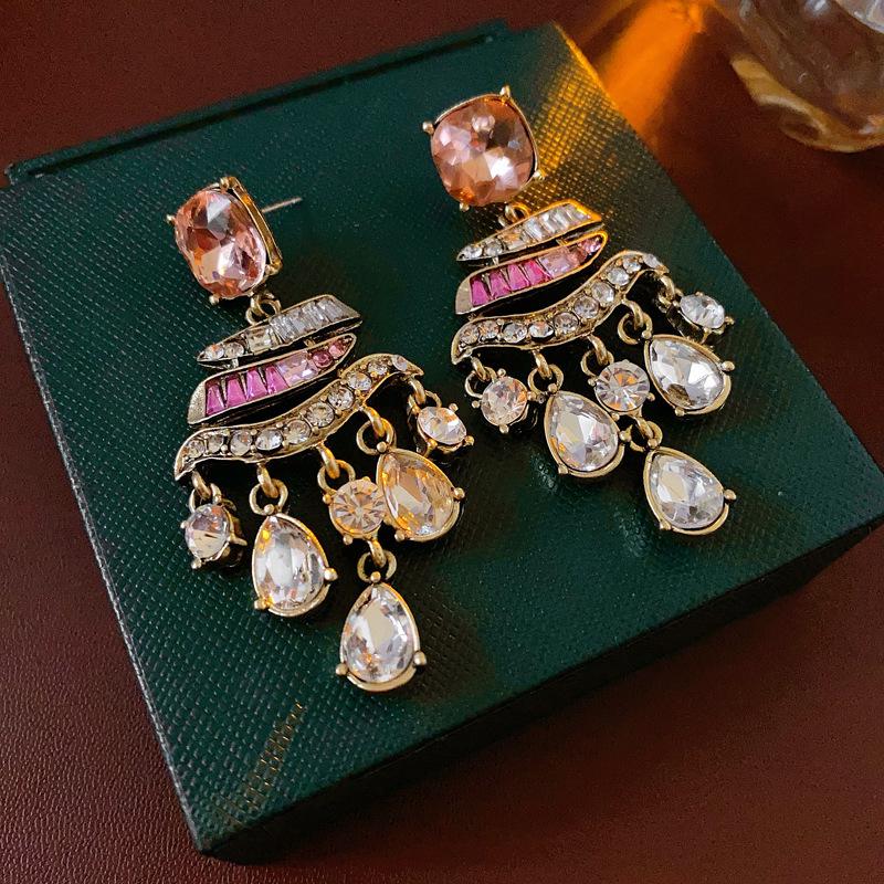 

Вінтажні срібні геометричні сережки-підвіски у формі ромба - Ретро прикраси в придворному стилі для жінок