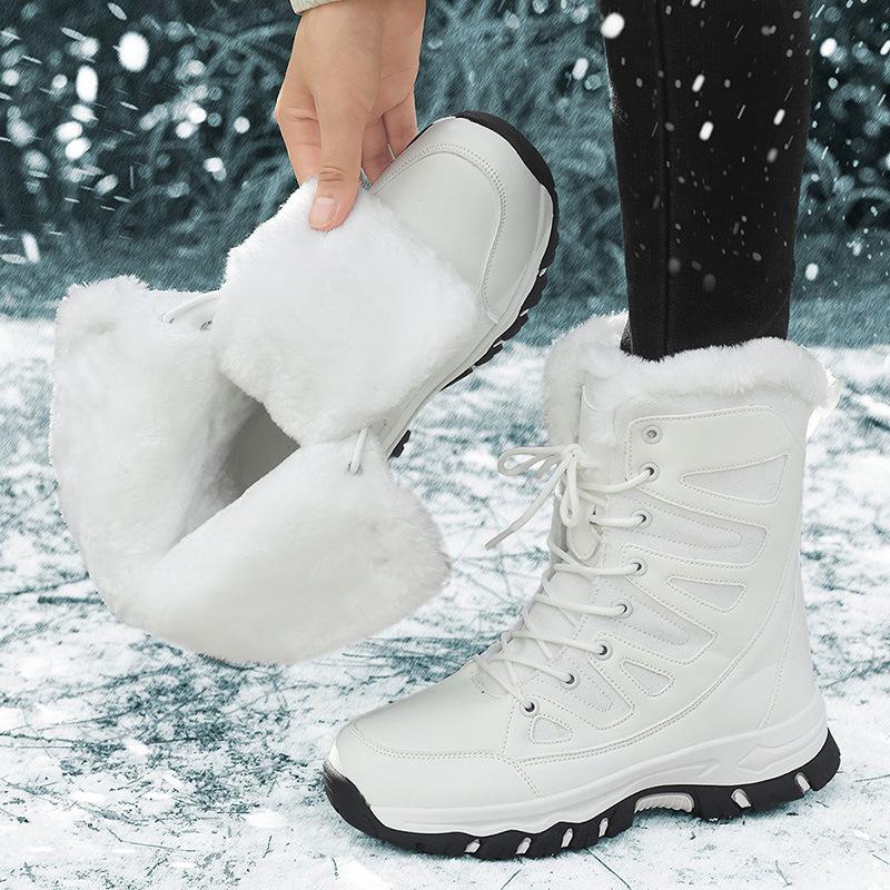 Winter Outdoor Travel Sports Large Size Snow Boots Women's Fleece Warm Medium Boots Women's Boots Ski Hiking Shoes