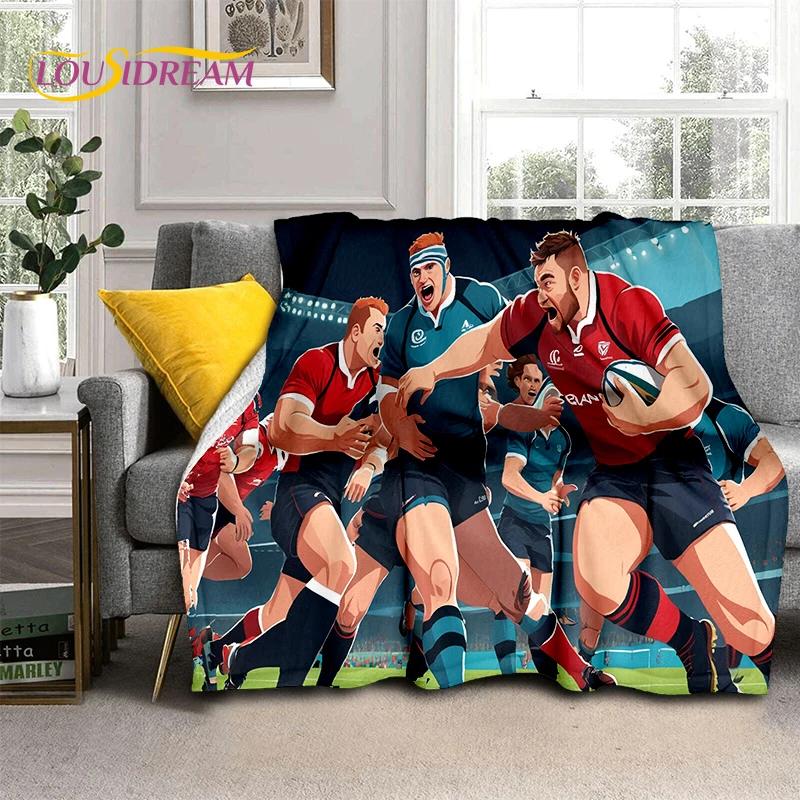 3D Rugby Field Rugby American Football Cartoon 2026 Soft Blanket,Soft Throw Blanket for Home Bedroom Bed Sofa Travel Cover Child
