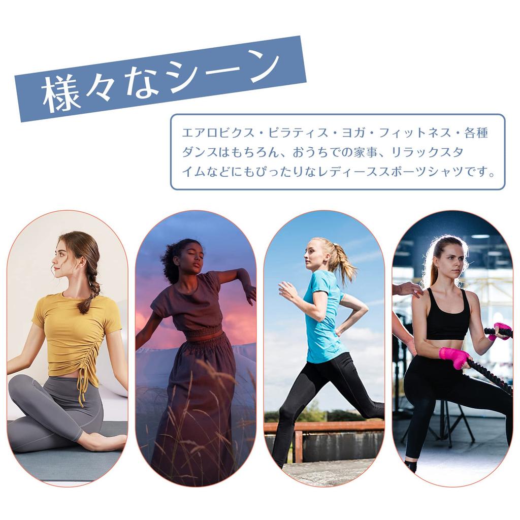 Barifall Yoga Loose Fitness Long Women's T-Shirt, Fit, Top, Sleeve, Stretch, Moisture-Wicking, Quick-Drying, 030-BK-L