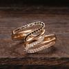New  Rose Gold Twist Finger Rings For Women Micro Paved Black&White Natural Zircon Ring Ethnic Bride Wedding Jewelry