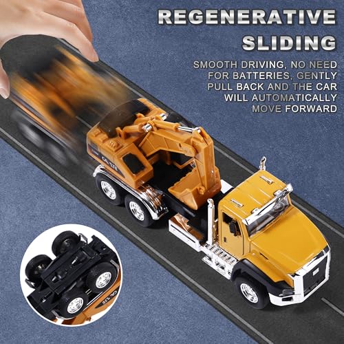 AIUAZA 1/50 Scale Diecast Engineering Construction Vehicles, Dump Truck, Excavator, Mixer, Alloy Collectible Model Car, Boys' Door Opening Pull Back V