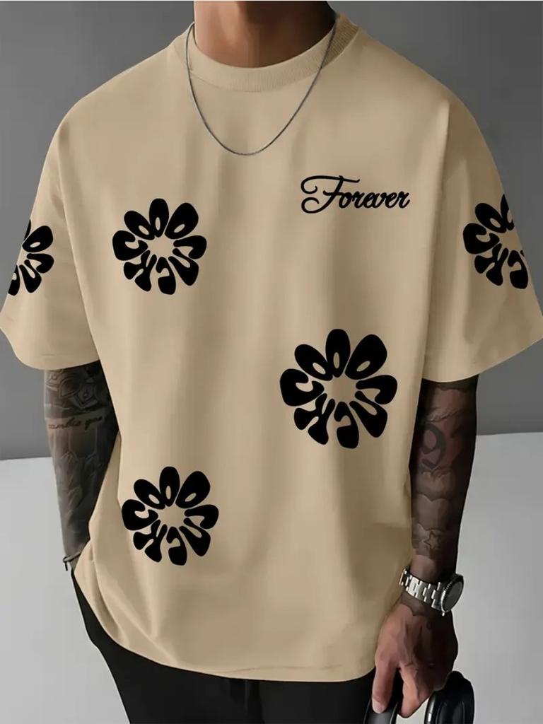 Summer New Men's T-shirt Features Outdoor Street Fashion Casual Comfort Breathability and 3D Flower Pattern Printing Top