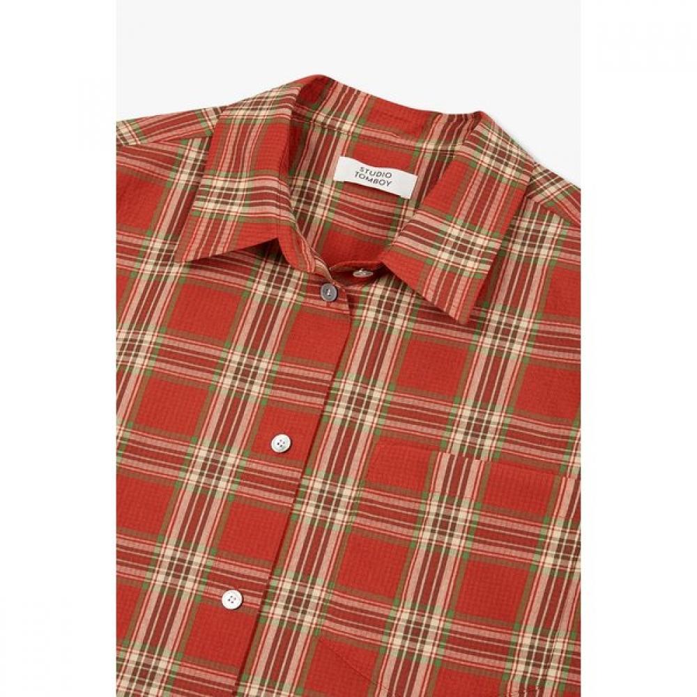 Cotton Check Short Sleeve Shirt Studio Tomboy 9105321191ar 