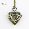 Alloy Vintage Pocket Watch Hollow Heart-shaped for Daily Life Quartz