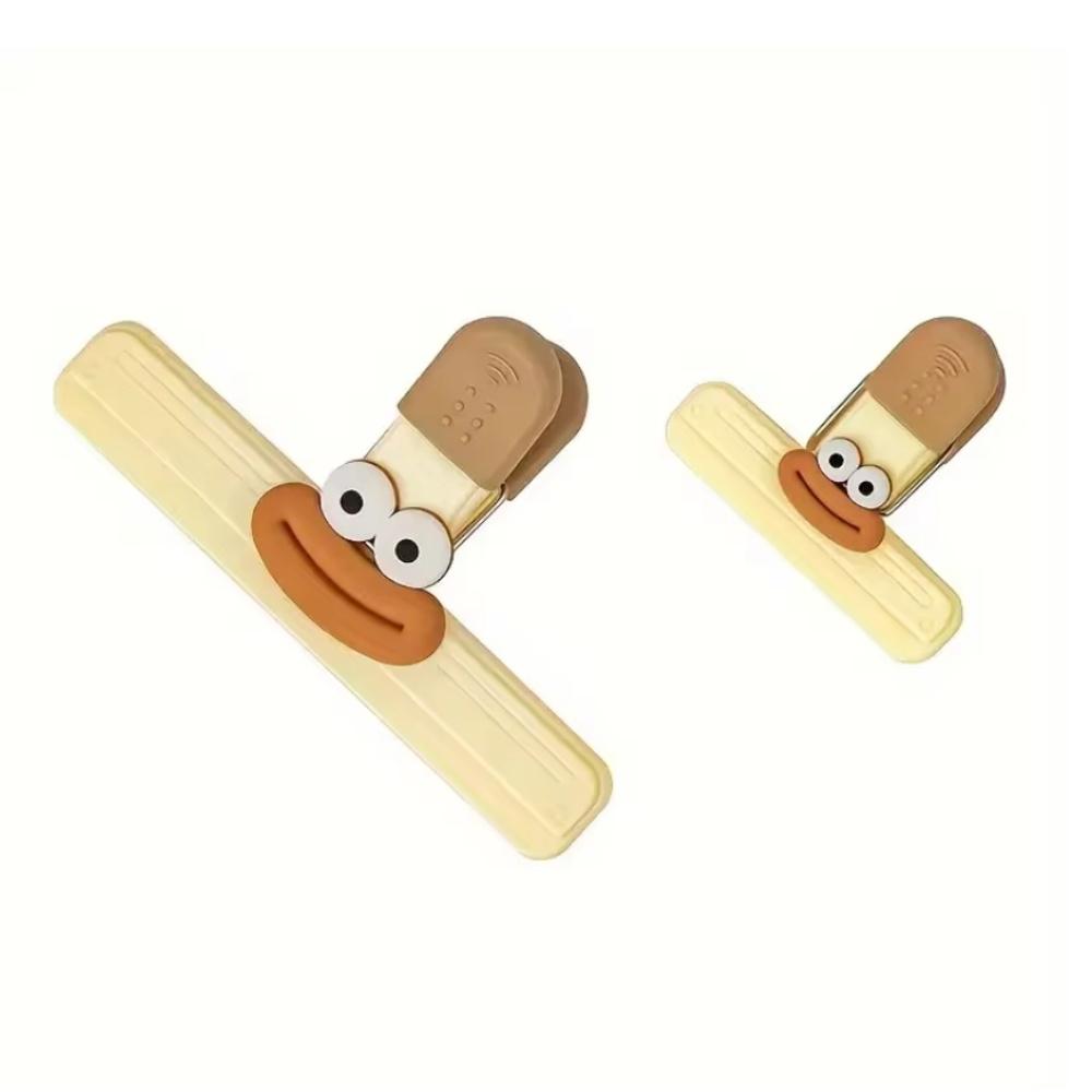 2pcs Creative Face Bag Sealing Clip Food Snack Clip Kitchen Tools Decorative Small Clip Refrigerator Plastic Food Bag Storage