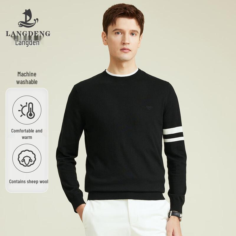 

Men s Round Neck Knitted Wool Blend Pullover Sweater L
