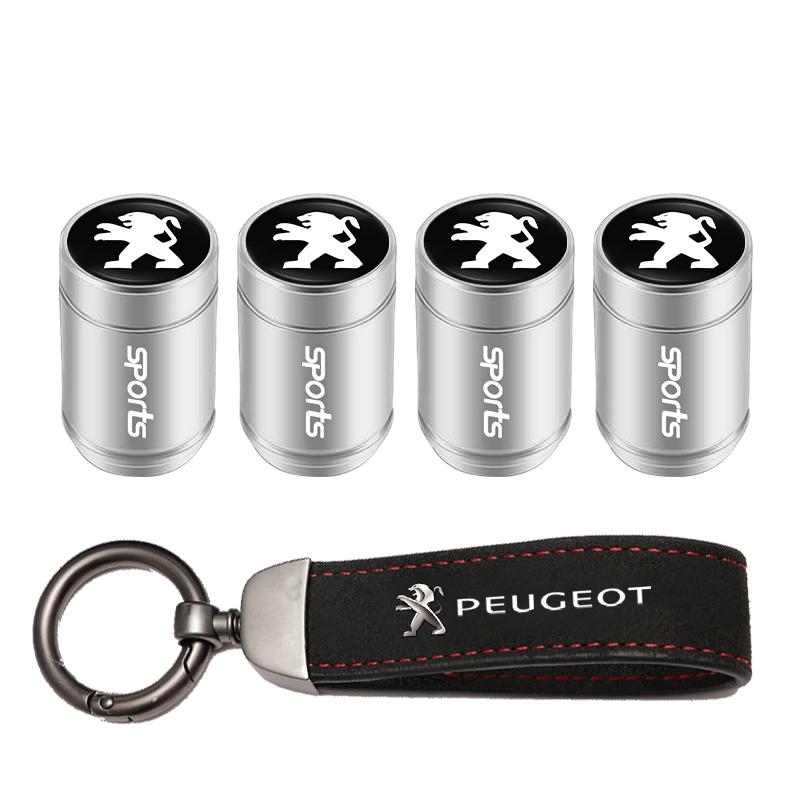Car Tire Wheel Valve Caps Cover Suede Car Key Chain Ring Keychain For Peugeot 206 307 308 3008 207 208 407 408 508 2008 5008 301 UGE2