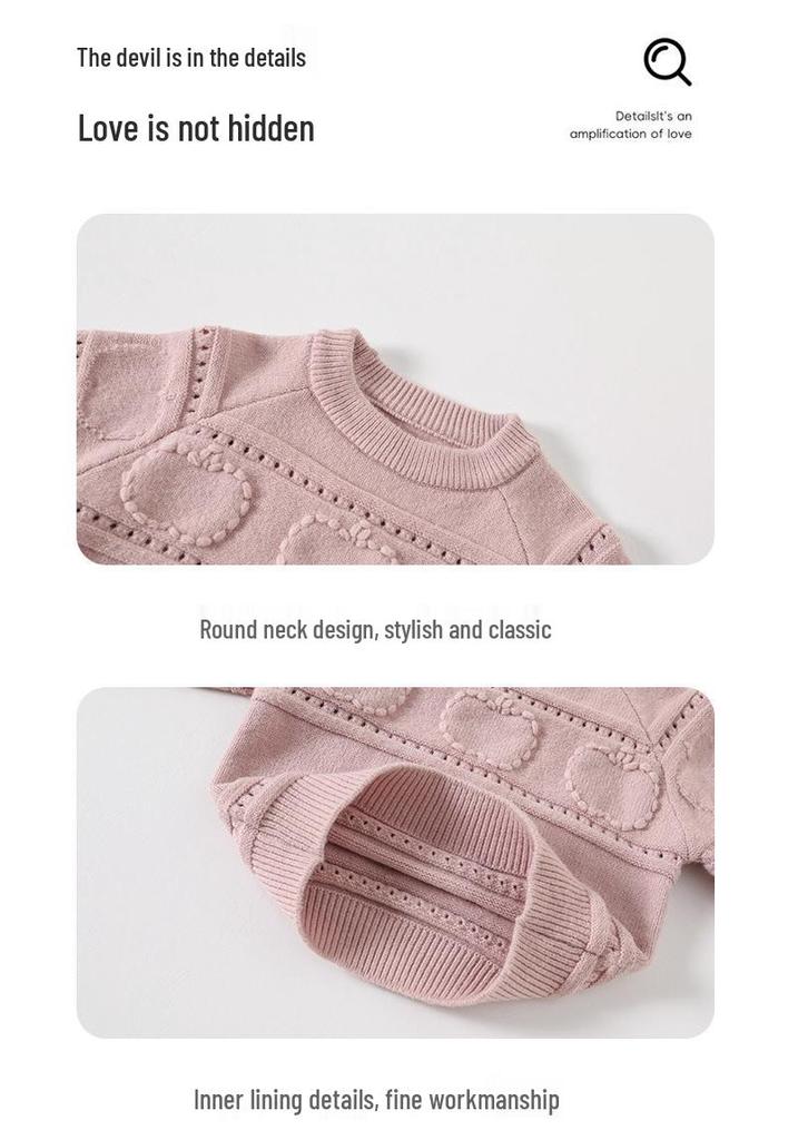 Toddler Girls' Wool Sweater - Autumn/Winter 2026 Style Warm Base Layer Top