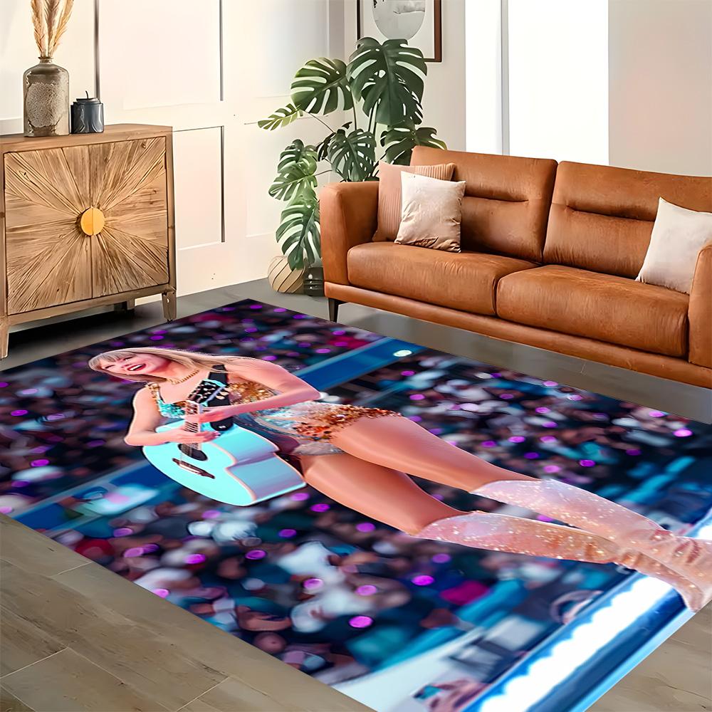 Taylor Swift's Vibrant Stage Performance rug for living rooms, bedrooms, home décor, and as gifts.