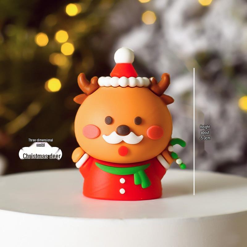 Popular Soft Glue Christmas Cake Ornaments: Santa Claus & Snowman Inserts for Holiday Party Desserts