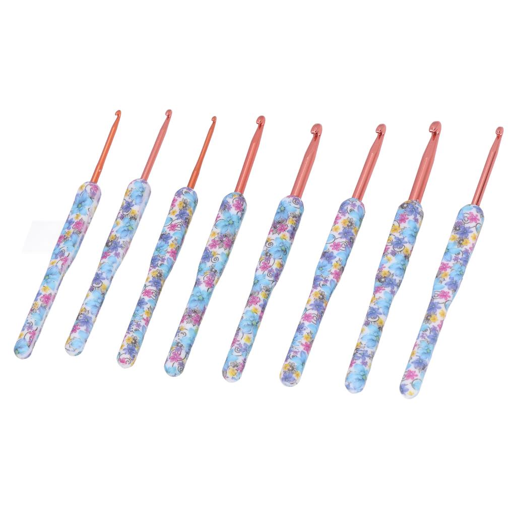 8pcs Crochet Hooks Ergonomic Design Comfortable Handle Easy Identification Compact Portable Knitting Supplies
