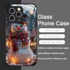 Winter Christmas Snowman Pattern Tempered Glass Phone Case for IPhone 16 Pro Max 16e 15 14 13 12 Mini 11 X XS 7 8 14 Plus Cover