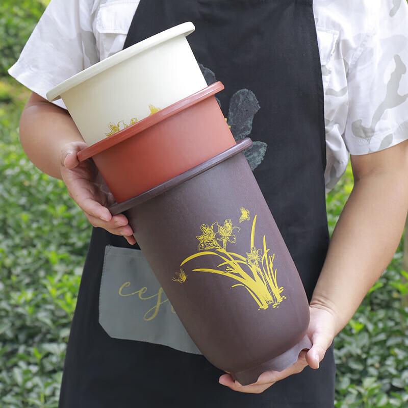 Chinese Style Resin Orchid Flower Pot