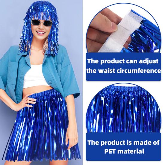 Rain Skirt Dance Costume Streamer Fringe Half Skirt for Beach Parties Sequin Cheerleading Team Dress for Adults Kids