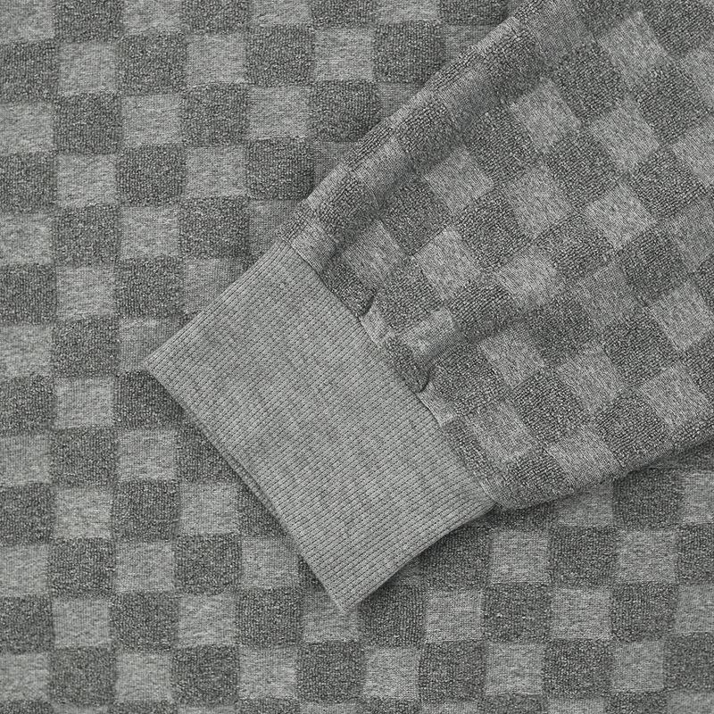 Herren Schwere Jacquard Schachbrett Strickware: Rundhals-Langarm-Oberteil für Herbst/Winter 2023