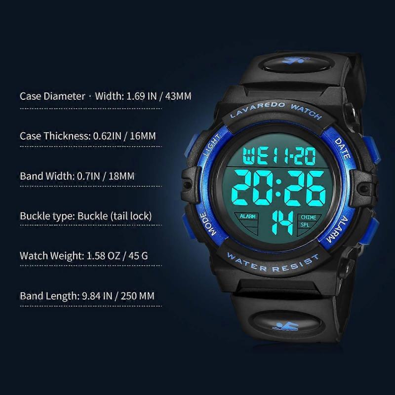 Kids Watch for Boys 6-15 Years Old, Digital Sport Outdoor Multifunctional Chronograph LED 50M Waterproof Alarm Calendar Analog Watch