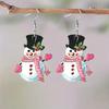 Adorable Snowman Acrylic Earrings For Winter Featuring Cute Scarf And Mittens Design