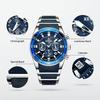 New Sport Watches for Men Fashion Silicone Stainless Steel Quartz Watches Waterproof Chronograph Wrist Watches