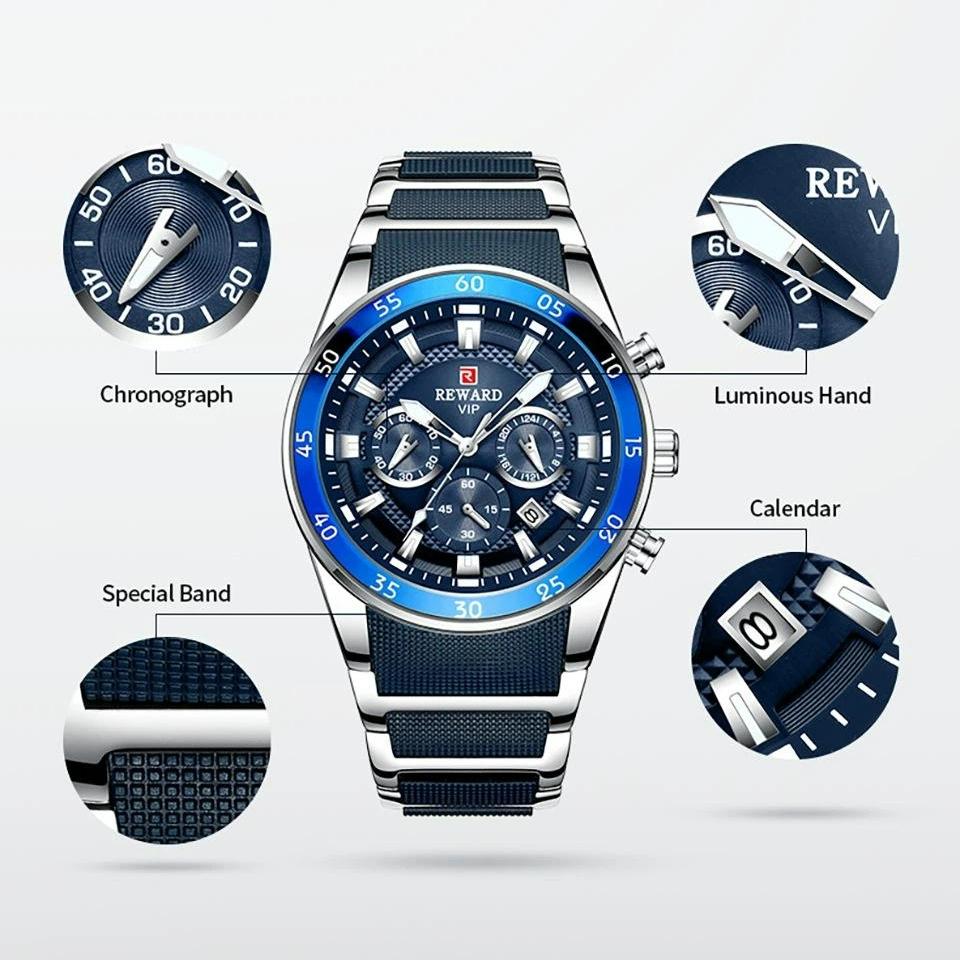New Sport Watches for Men Fashion Silicone Stainless Steel Quartz Watches Waterproof Chronograph Wrist Watches