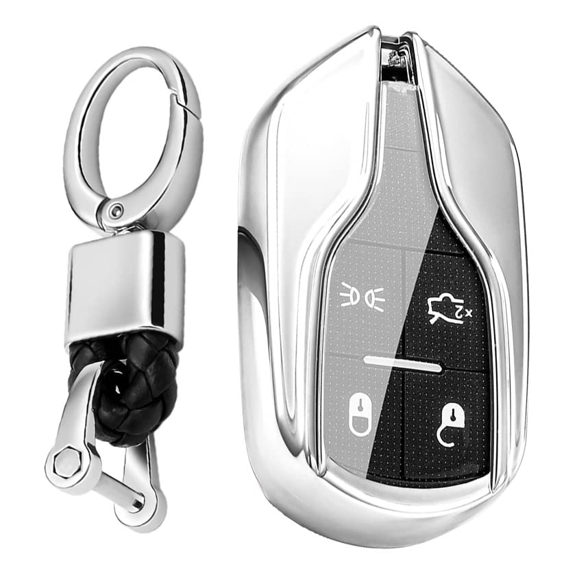 [KUNIO] Эксклюзивный чехол для ключей Maserati, Накладка на ключ, Брелок, Легкий, Силиконовый, Настоящий гибкий, Подходит для Maserati