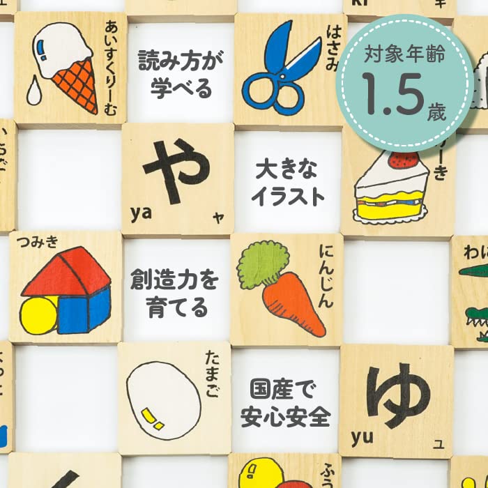 Sakai Sangyo Gujo Hachiman Hiragana Building Blocks - Wooden Building Blocks - Suitable for Ages 18 Months To 1.5 Years - Montessori Style Toy - Hirag