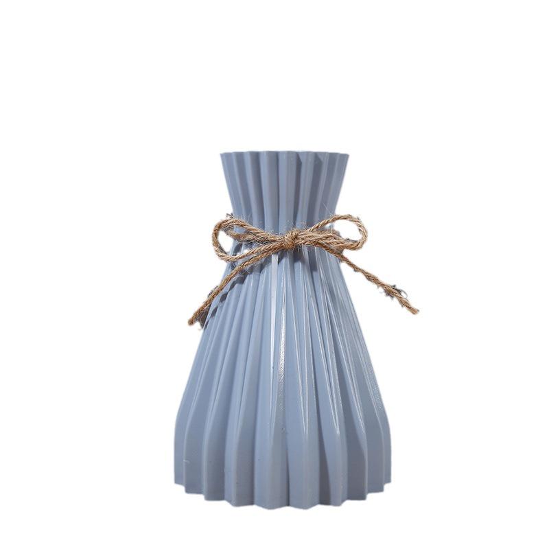 Minimalist Cinched Waist Origami Vase with Hemp Rope Accent for Artificial Flowers
