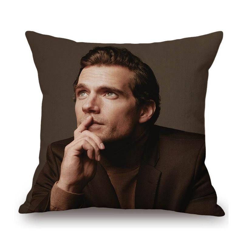Sexy Handsome Super Star Henry Cavill Muscle Man Fans Gift Cotton Linen Sofa Throw Pillow Case Home Decoration Art Cushion Cover