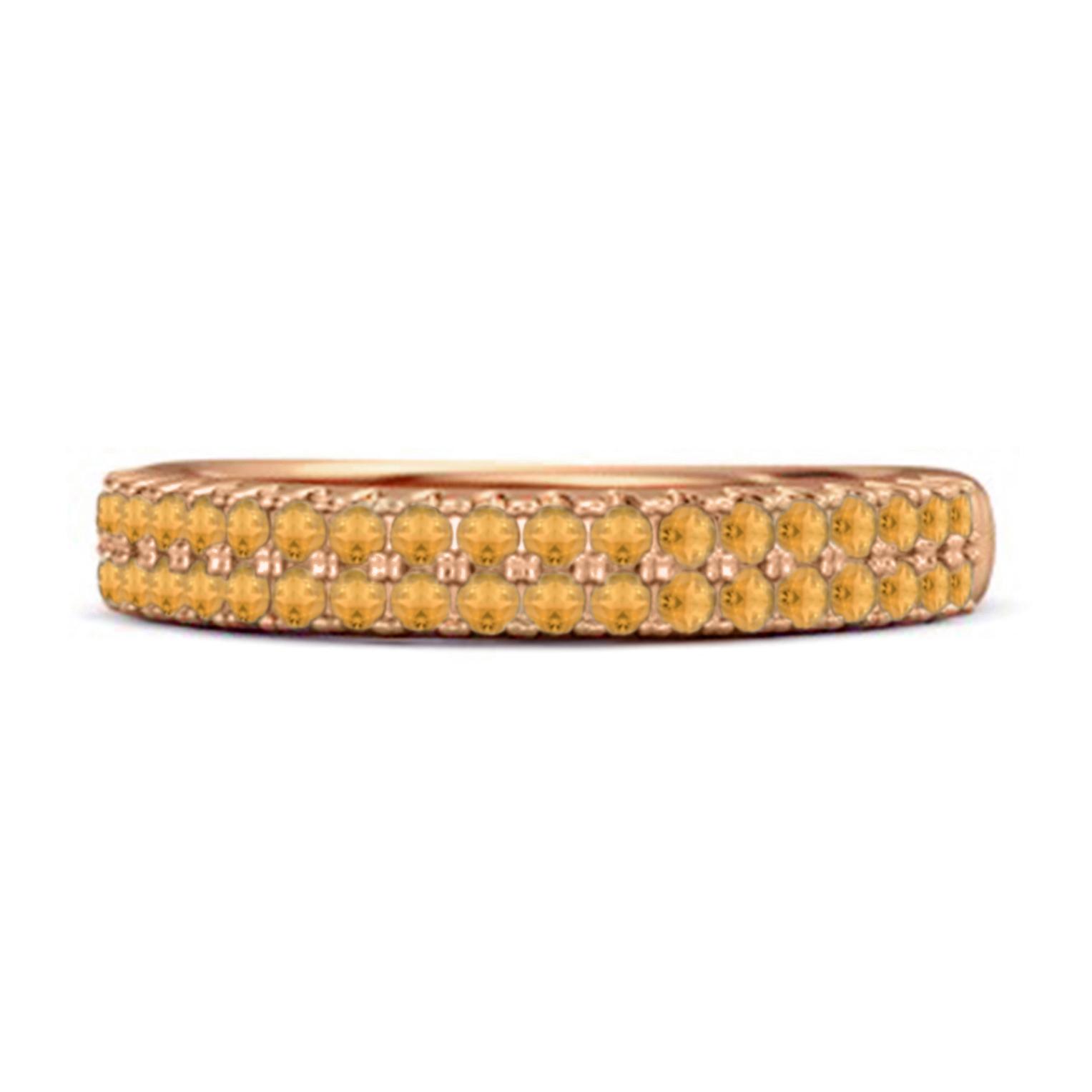 Citrine Triple Row Eternity Band Ring - 925 Sterling Silver Rose Gold Vermeil 8 ярко-розовый