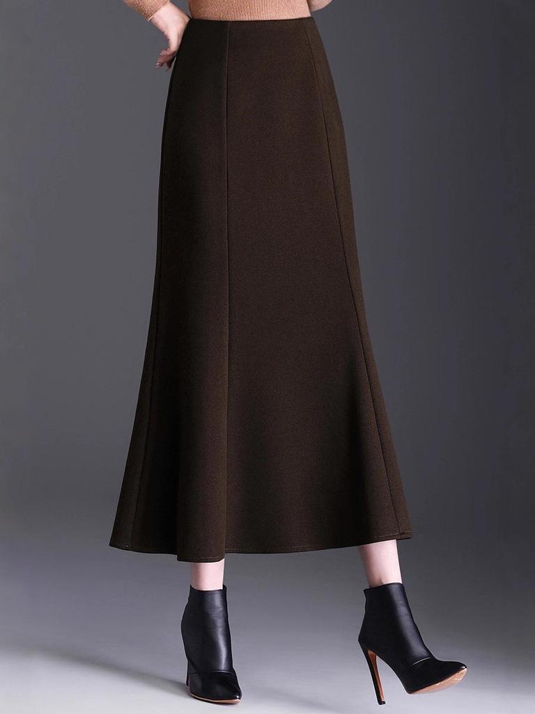 2025 Winter Long Woolen High-Waisted Fishtail Pencil Skirt
