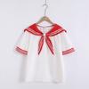 Summer Women Navy Shirts Short Sleeve Sailor Collar Pullover White Blouses Patchwork Loose Tops Girl Sweet Clothes College Style