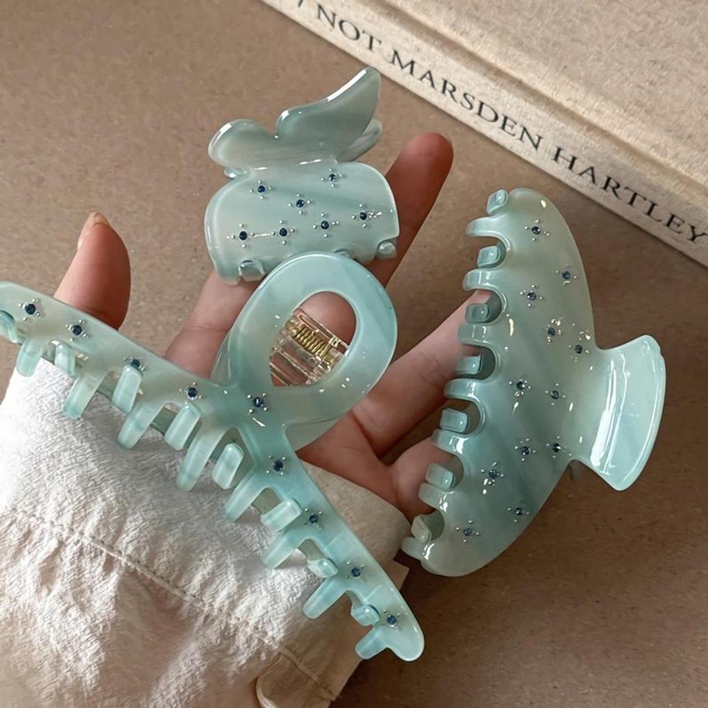 Women s Mint Cubic Butterfly Semicircle Hair Clip butterfly