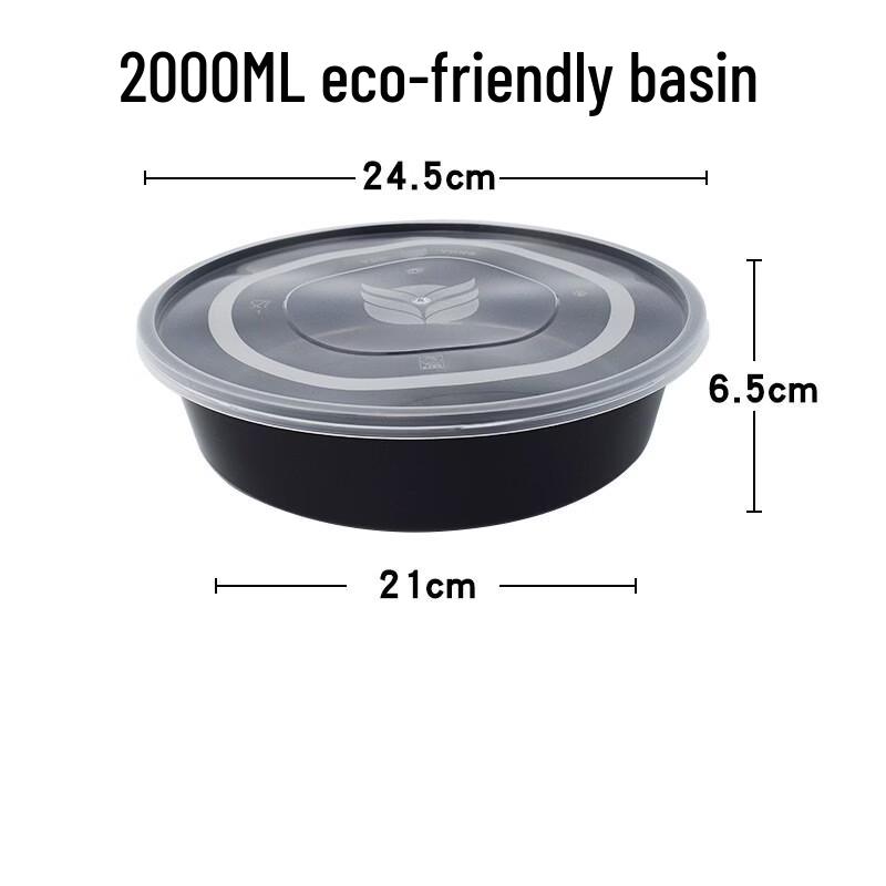 

ZISIZ Disposable Round Black Plastic Soup Bowl with Lid