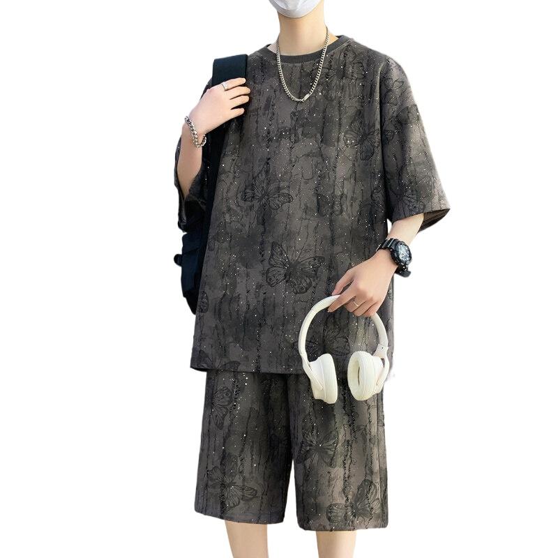 Summer Suit Men's Loose Tie-dyed Starry Sky Short-sleeved T-shirt Shorts Set