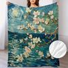 Abstract Flower Blanket Gifts for Adults Boys, Rustic Nature Plant Flower Flannel Throw Blankets Soft Comfy Lightweight for Home Decor Couch Bed-280Gs