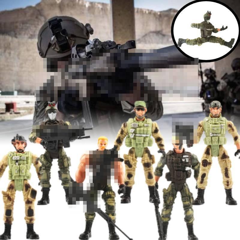 Kids Toy 6pcs Army Soldier Playset Game Realistic Figure Boy Gifts Christmas