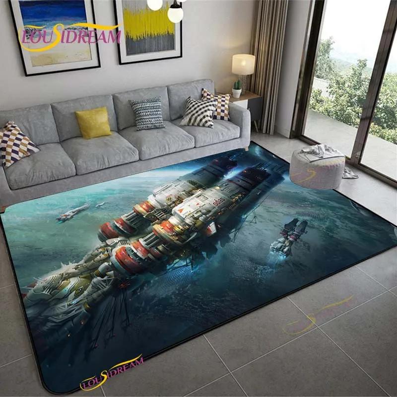 3D Space Ship Station Carpet for Living Room Bedroom Table Cinema Rug Kitchen Door Kids Un-slip Floor Mat Alfombra Birthday Gift