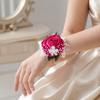 2pcs Diamond Rose Wrist Corsage Pearl Rhinestone Bridal Wrist Flower  For Wedding
